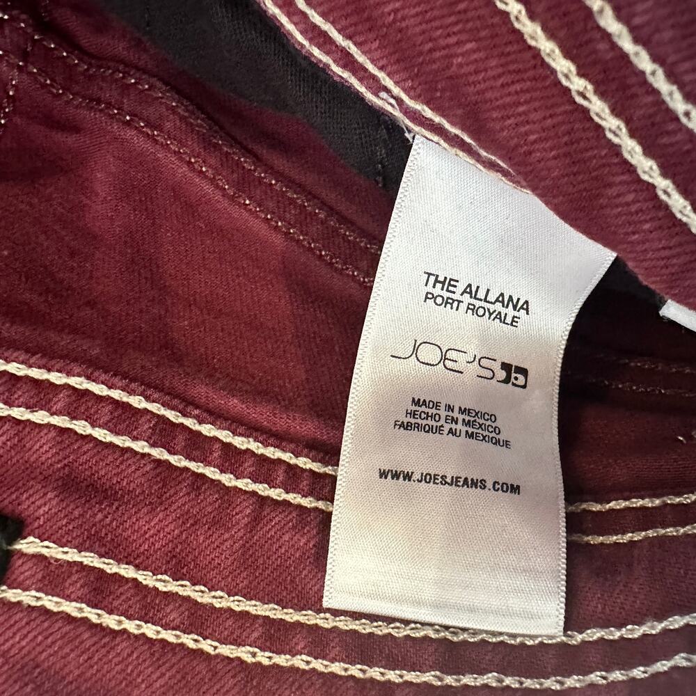 Joe's Jeans Burgundy Wide Leg SIZE 25 Denim High Waisted Long Fall Designer $248 - Picture 13 of 15